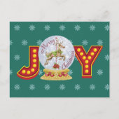 Weihnachtsschneeglobe Rentierschneeflocken Feiertagspostkarte (Vorderseite)