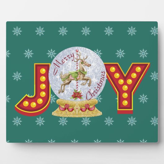 Weihnachtsschneeglobe Rentierschneeflocken Fotoplatte (Vorderseite)