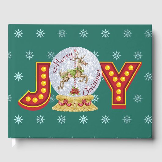 Weihnachtsschneeglobe Rentierschneeflocken Gästebuch (Vorderseite)