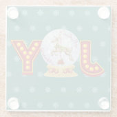 Weihnachtsschneeglobe Rentierschneeflocken Glasuntersetzer (Rückseite)