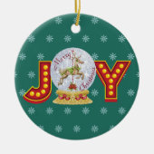 Weihnachtsschneeglobe Rentierschneeflocken Keramik Ornament (Vorne)