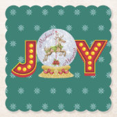 Weihnachtsschneeglobe Rentierschneeflocken Untersetzer (Vorderseite)