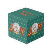 Weihnachtsschneeglobe Rentierschneeflocken Würfel (Rückseite Schrägansicht)