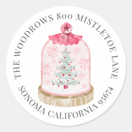 Weihnachtsschneeglobe-Rücksendeadresse Runder Aufkleber