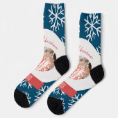 Weihnachtsschneeglobe Schneeflocken Foto Socken (Linkes Detail)