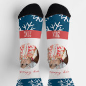 Weihnachtsschneeglobe Schneeflocken Foto Socken (Oben)