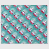 Weihnachtsschneeglobe Schneemann mit Kardinal Rote Geschenkpapier (Flach)