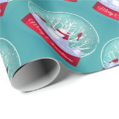 Weihnachtsschneeglobe Schneemann mit Kardinal Rote Geschenkpapier (Rolleneckpunkt)