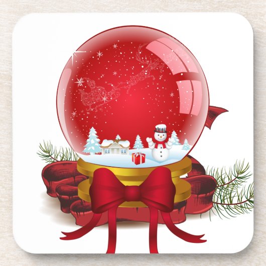 Weihnachtsschneeglobe Untersetzer (Vorderseite)