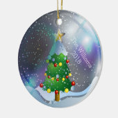 Weihnachtsschneeglobe Winterbaum Keramik Ornament (Links)
