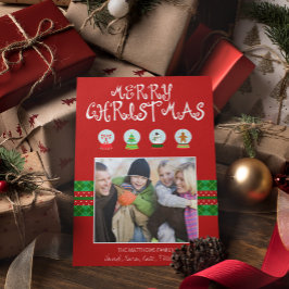Weihnachtsschneeglobes Weihnachtsfeiertag Fotokart Feiertagskarte