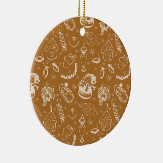 Weihnachtsschneehandgezeichnet Keramik Ornament (Rechts)