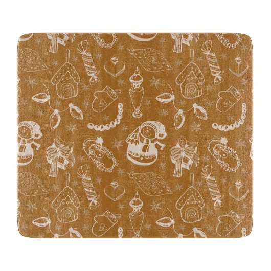 Weihnachtsschneehandgezeichnet Schneidebrett (Vorderseite)