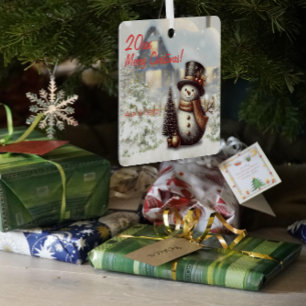 Weihnachtsschneehaus Metal Square Ornament Aus Metall
