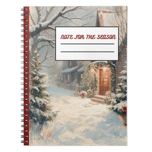 Weihnachtsschneehaus-Notebook, Holiday Snowy Cotta Notizblock (Vorderseite)