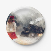 Weihnachtsschneehaus Pappteller (Vorderseite)