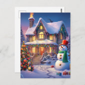 Weihnachtsschneehaus Postkarte (Vorne/Hinten)