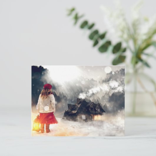 Weihnachtsschneehaus Postkarte (Stehend Vorderseite)