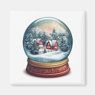 Weihnachtsschneekugel mit winziger Dorfgestaltung Magnet