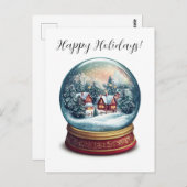 Weihnachtsschneekugel mit winziger Dorfgestaltung Postkarte (Vorne/Hinten)