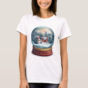 Weihnachtsschneekugel mit winziger Dorfgestaltung T-Shirt