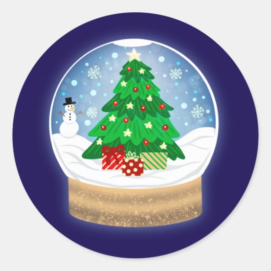 Weihnachtsschneekugel Runder Aufkleber (Vorderseite)