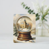 Weihnachtsschneekugel Vintag Feiertagskarte (Stehend Vorderseite)