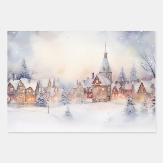 Weihnachtsschneelandschaft Geschenkpapier Set (Vorderseite 3)