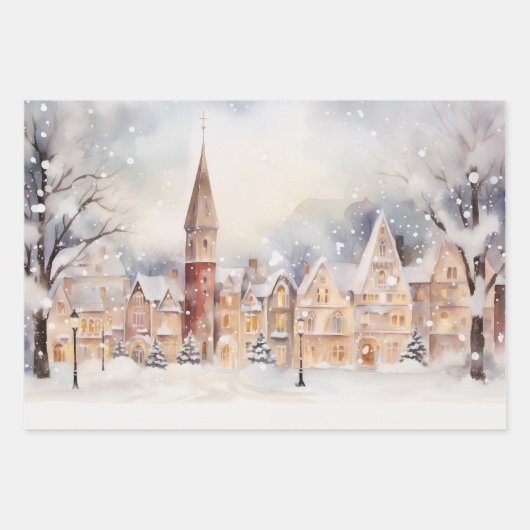 Weihnachtsschneelandschaft Geschenkpapier Set (Vorderseite 2)