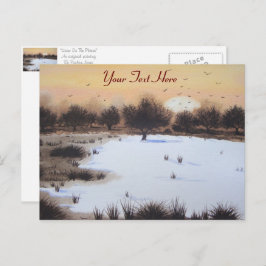 Weihnachtsschneelandschaft mit schneebedeckten Bäu Feiertagspostkarte