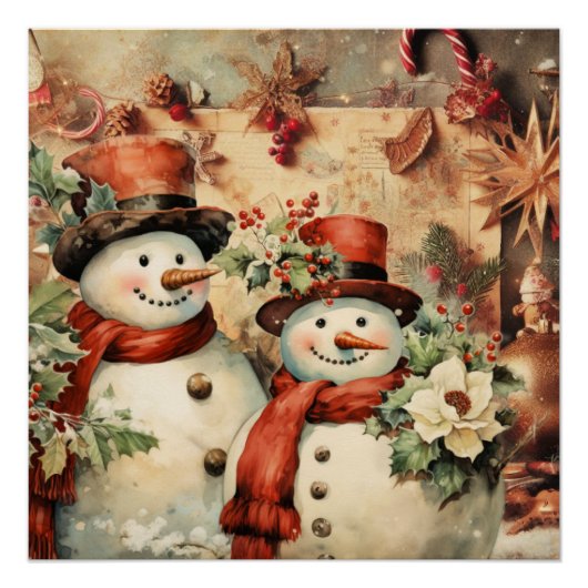 Weihnachtsschneemanie Poster (Vorderseite)