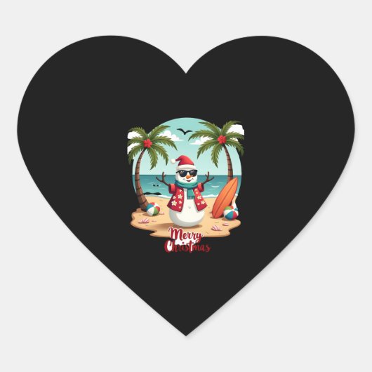 Weihnachtsschneemann (1) Herz-Aufkleber (Vorderseite)