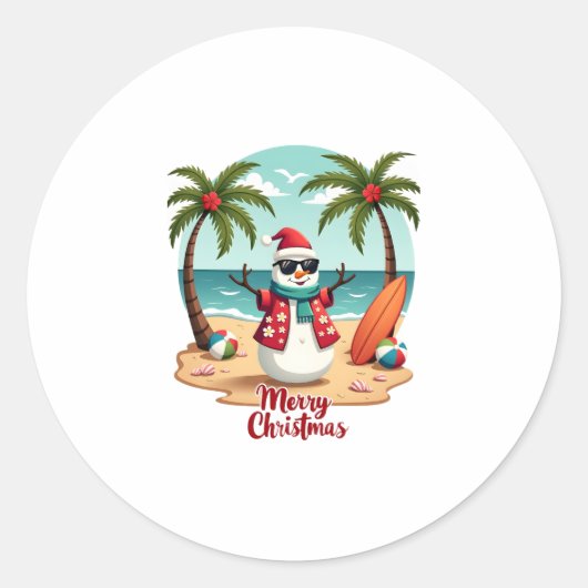 Weihnachtsschneemann (1) runder aufkleber (Vorderseite)