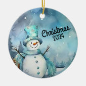 Weihnachtsschneemann 2024 keramik ornament (Vorne)
