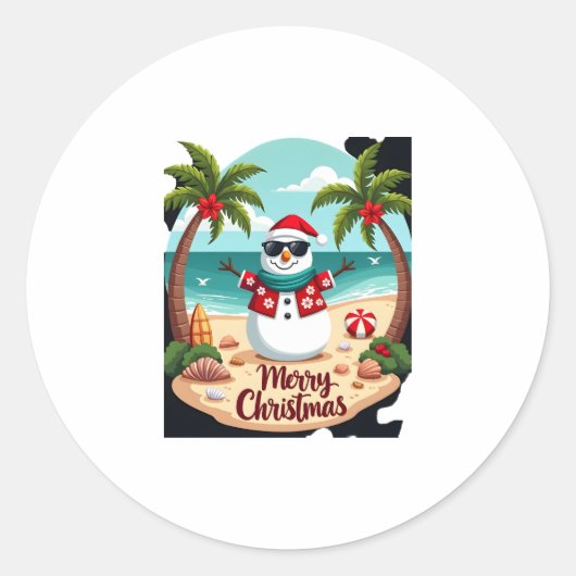 Weihnachtsschneemann (2) runder aufkleber (Vorderseite)