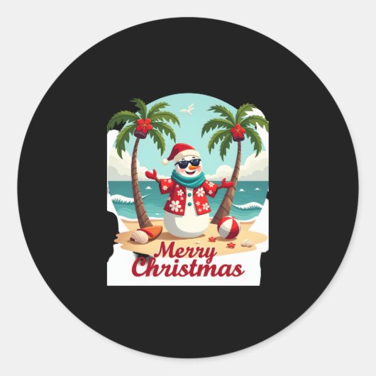 Weihnachtsschneemann (3) runder aufkleber (Vorderseite)