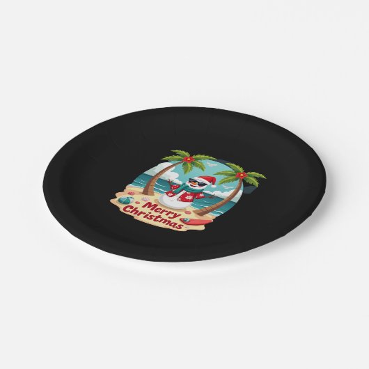 Weihnachtsschneemann (4) pappteller (Schrägansicht)