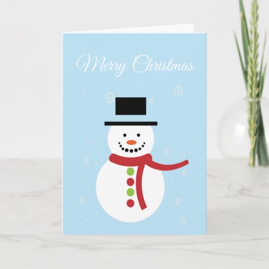 Weihnachtsschneemann auf blau feiertagskarte (Vorderseite)