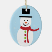 Weihnachtsschneemann auf blau keramik ornament (Rechts)