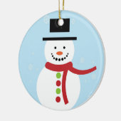 Weihnachtsschneemann auf blau keramik ornament (Links)