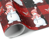 Weihnachtsschneemann auf Buffalo Kariert Geschenkpapier (Rolleneckpunkt)