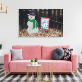 Weihnachtsschneemann auf dem Bauernhof Leinwanddruck (Insitu (Wohnzimmer))