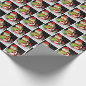 Weihnachtsschneemann auf Schlitten Geschenkpapier (Ecke)