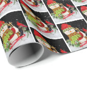 Weihnachtsschneemann auf Schlitten Geschenkpapier (Rolleneckpunkt)