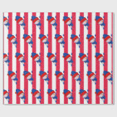 Weihnachtsschneemann auf Streifen und Schneeflocke Geschenkpapier (Flach)