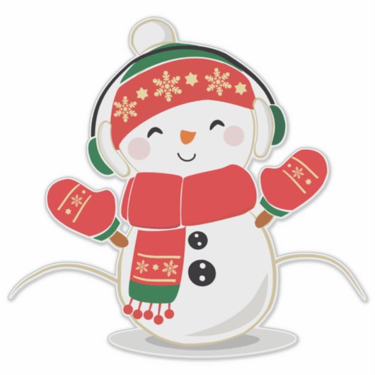 Weihnachtsschneemann Aufkleber (Vorderseite)