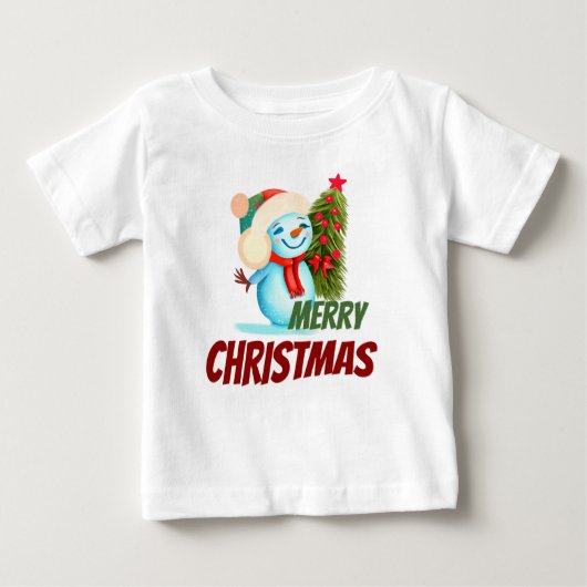 Weihnachtsschneemann Baby T-shirt (Vorderseite)