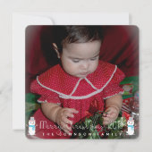 Weihnachtsschneemann Babys Kinder Foto Gruß Einladung (Vorderseite)