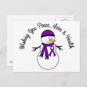 Weihnachtsschneemann Bauchspeicheldrüsenkrebs Feiertagspostkarte (Vorne/Hinten)