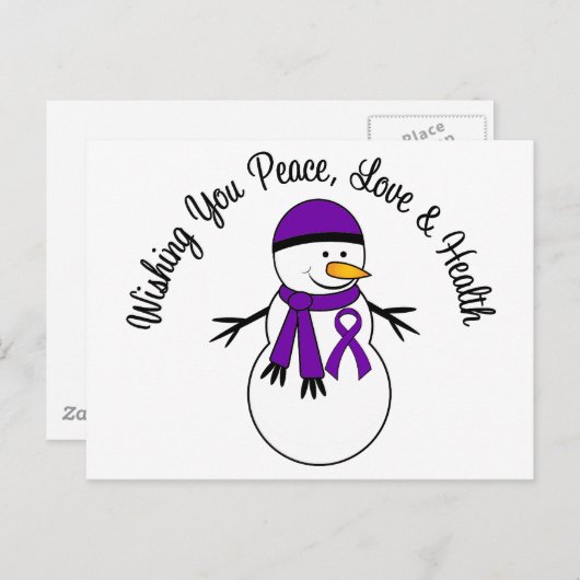 Weihnachtsschneemann Bauchspeicheldrüsenkrebs Feiertagspostkarte (Vorne/Hinten)